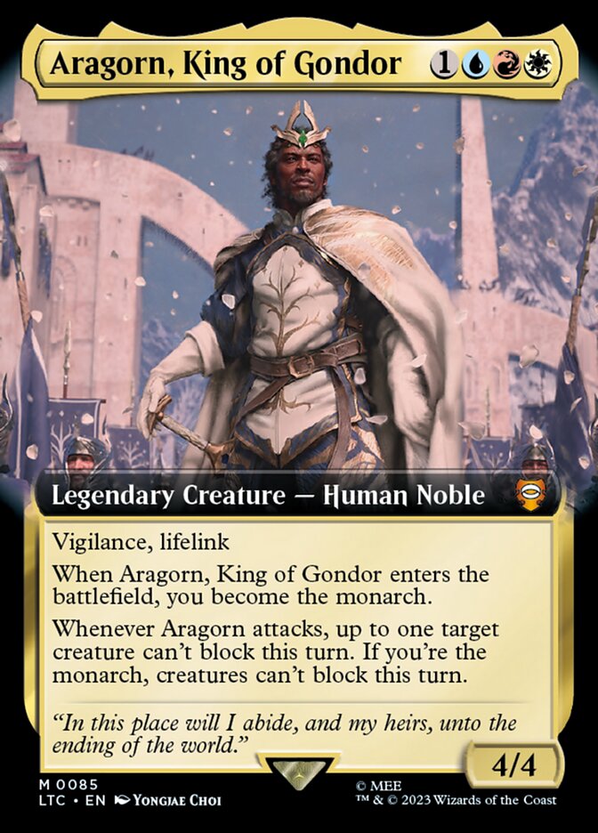 Aragorn, King of Gondor 85 (Commander: The Lord of the Rings: Tales of Middle-earth)  - Extended Art Foil | Good Games Adelaide SA