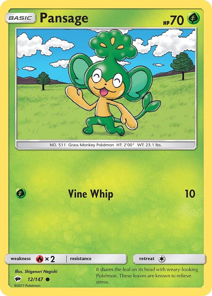 Pansage 12/147 (SM - Burning Shadows)  | Good Games Adelaide SA
