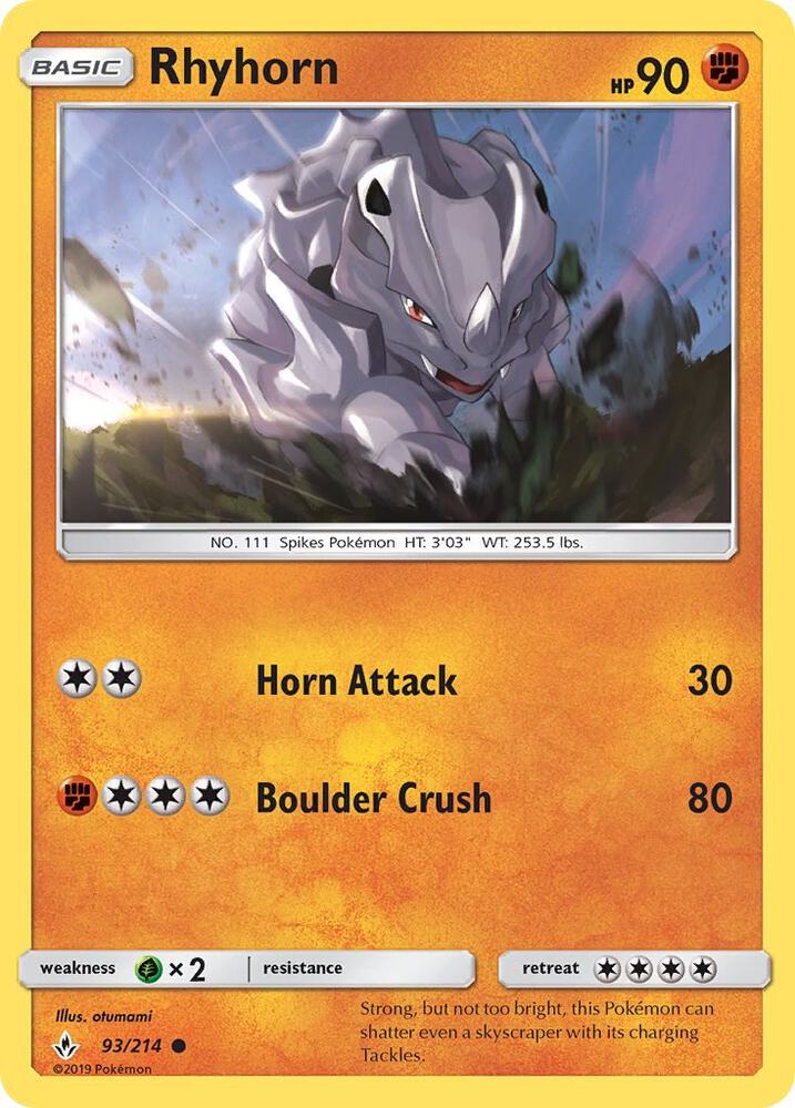 Rhyhorn 93/214 (SM - Unbroken Bonds)  | Good Games Adelaide SA