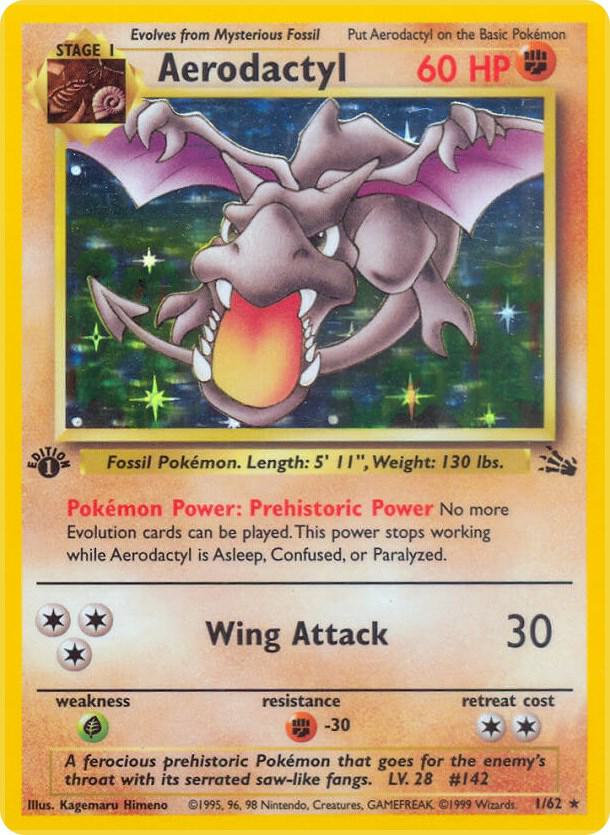 Aerodactyl 01/62 (Fossil)  - 1st Edition Holofoil | Good Games Adelaide SA