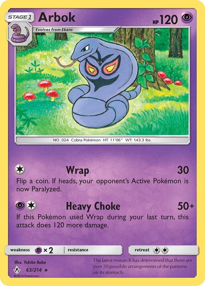 Arbok 63/214 (SM - Unbroken Bonds)  | Good Games Adelaide SA