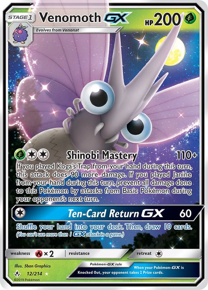 Venomoth GX 12/214 (SM - Unbroken Bonds)  - Holofoil | Good Games Adelaide SA