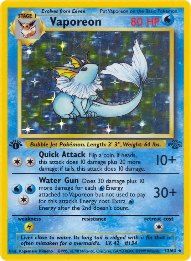 Vaporeon  12/64 (Jungle)  - 1st Edition Holofoil | Good Games Adelaide SA