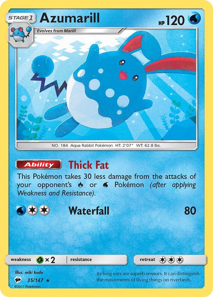 Azumarill 35/147 (SM - Burning Shadows)  - Reverse Holofoil | Good Games Adelaide SA