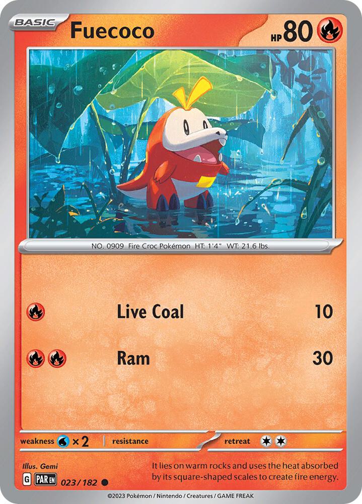 Fuecoco 023/182 (SV04: Paradox Rift)  - Reverse Holofoil | Good Games Adelaide SA
