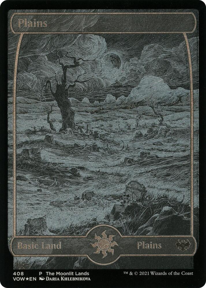 Plains Moonlit Land Foil Etched 408 (WPN & Gateway Promos)  - Foil | Good Games Adelaide SA