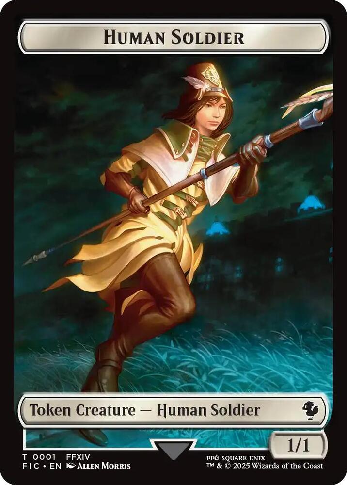 Human Soldier Hero 0008 Double Sided Token 1 // 8 (Commander: FINAL FANTASY)  | Good Games Adelaide SA