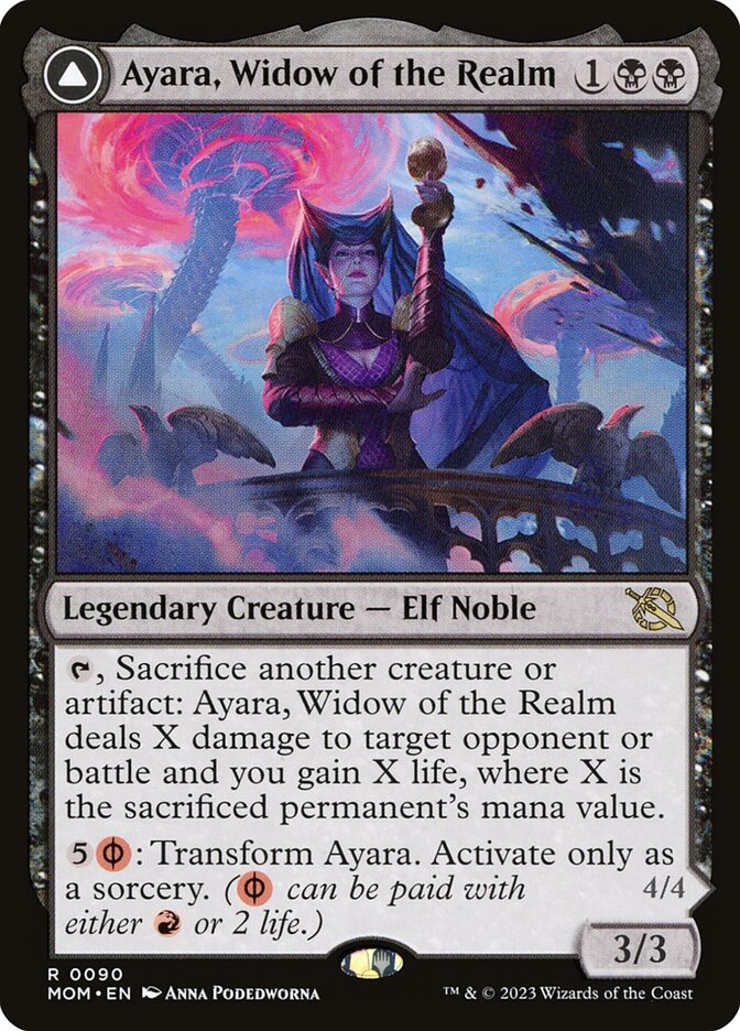Ayara, Widow of the Realm // Ayara, Furnace Queen 90 (March of the Machine)  - Foil | Good Games Adelaide SA