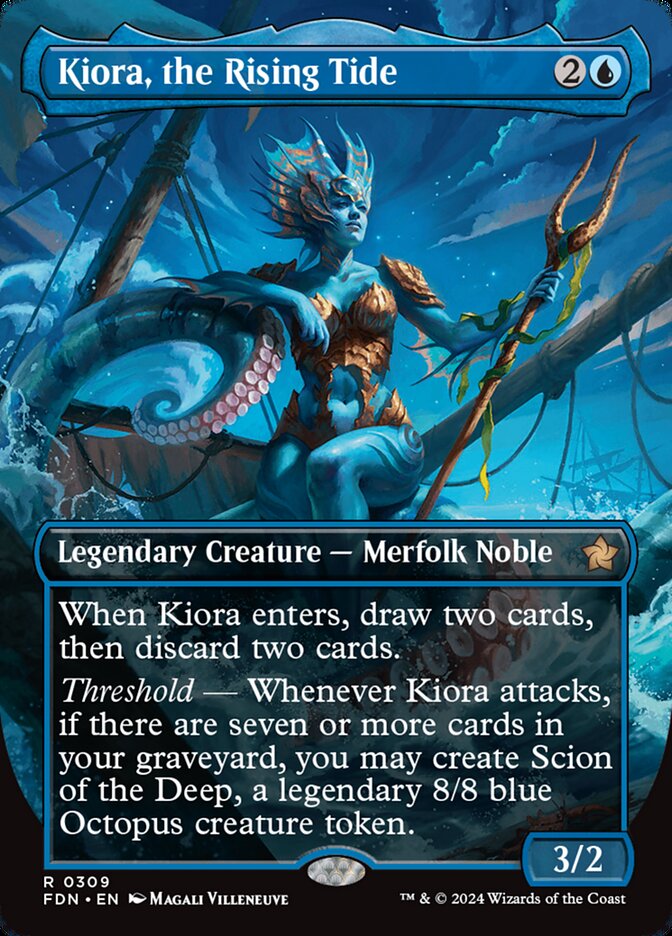 Kiora the Rising Tide Borderless 309 (Foundations)  - Borderless Foil | Good Games Adelaide SA