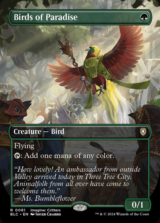 Birds of Paradise Borderless 81 (Commander: Bloomburrow)  - Borderless | Good Games Adelaide SA