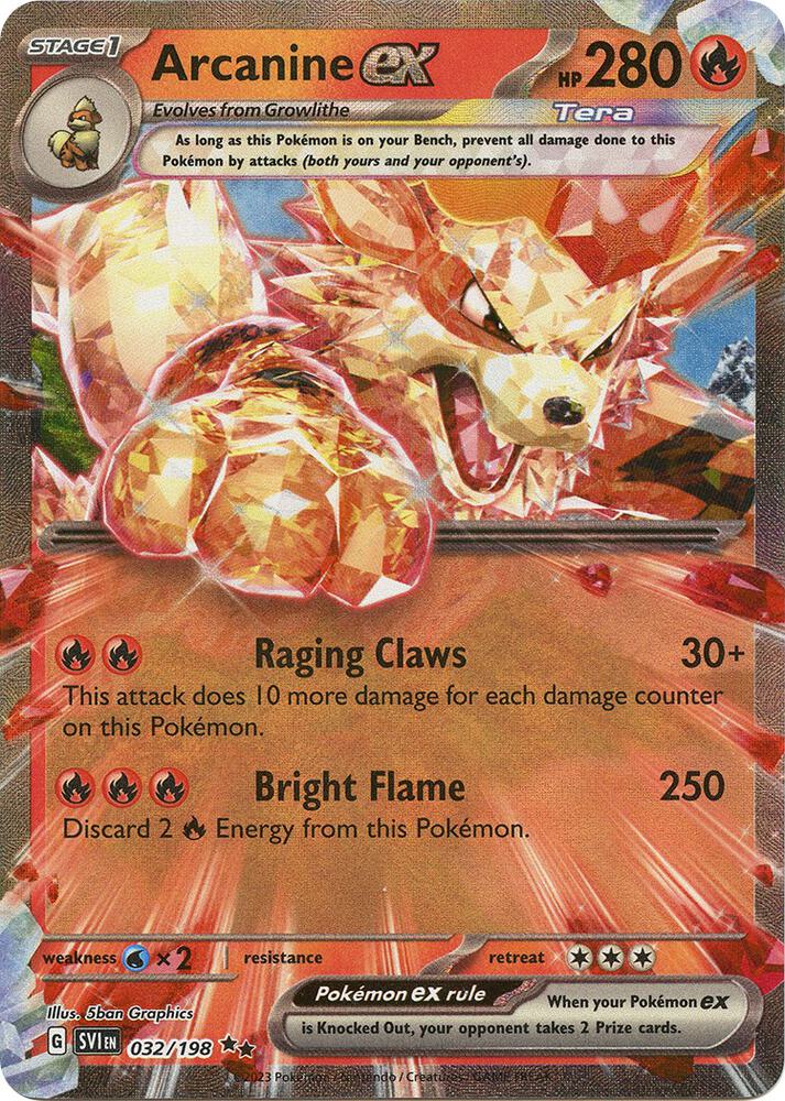 Arcanine ex 032/198 (SV01: Scarlet & Violet Base Set)  - Holofoil | Good Games Adelaide SA
