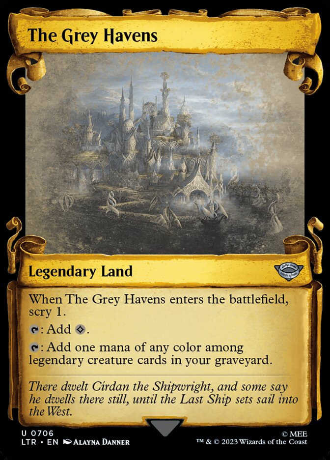The Grey Havens 706 (Universes Beyond: The Lord of the Rings: Tales of Middle-earth)  - Showcase Scroll Foil | Good Games Adelaide SA