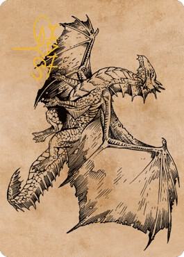 Ancient Bronze Dragon Art Card 58 81 Gold Stamped Signature 58 (Art Series: Commander Legends: Battle for Baldur's Gate)  | Good Games Adelaide SA