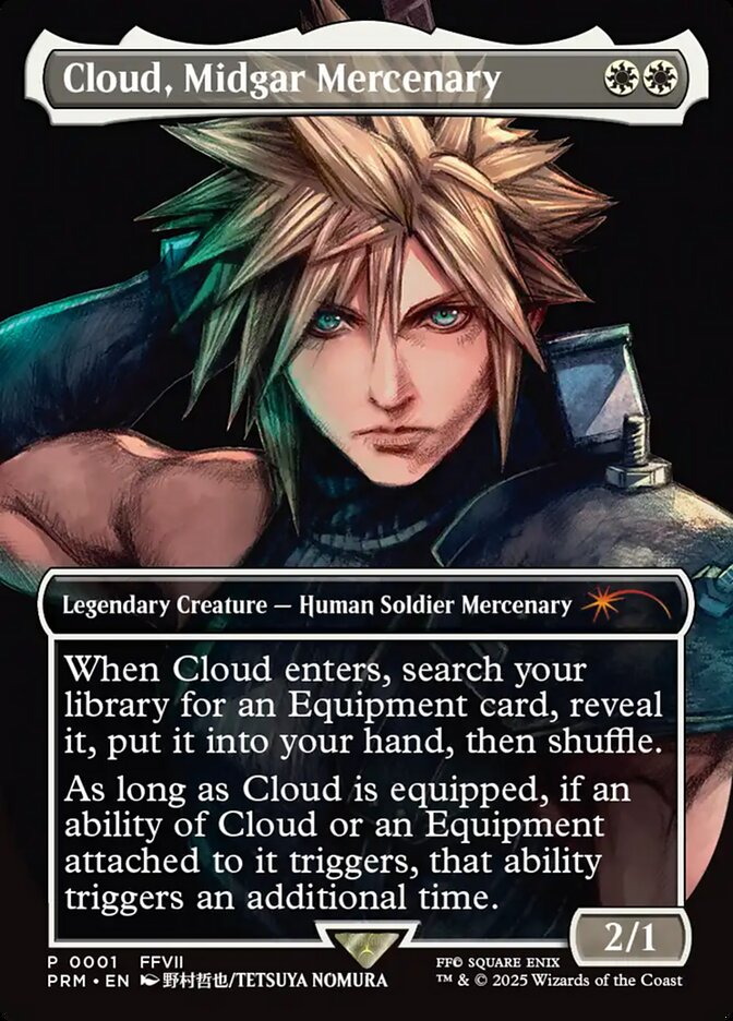 Cloud, Midgar Mercenary 1 (Pro Tour Promos)  - Borderless Foil | Good Games Adelaide SA