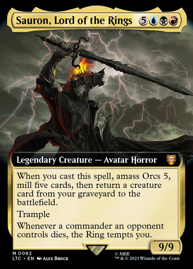 Sauron, Lord of the Rings 92 (Commander: The Lord of the Rings: Tales of Middle-earth)  - Extended Art | Good Games Adelaide SA