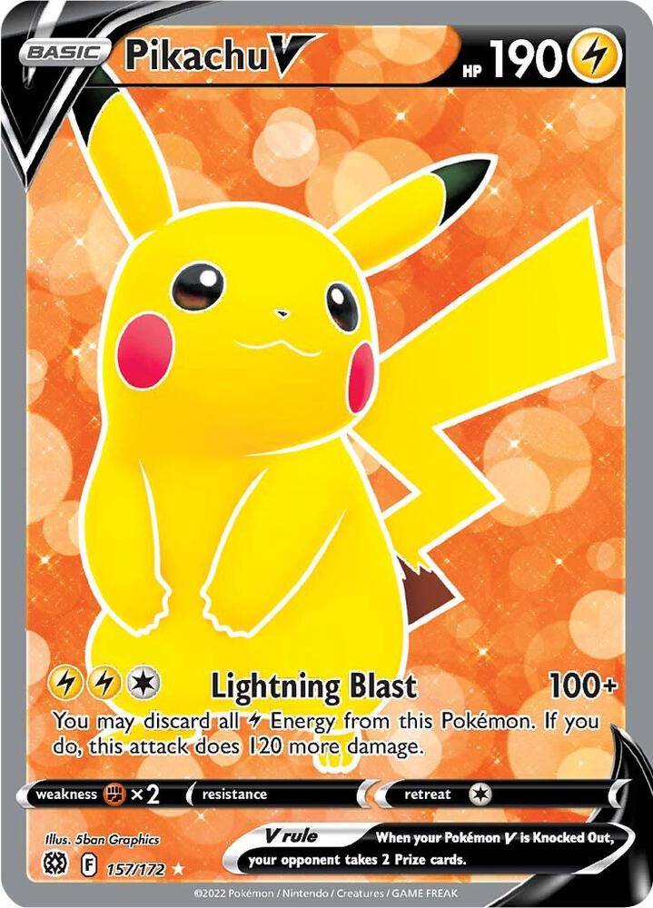 Pikachu V Full Art 157/172 (SWSH09: Brilliant Stars)  - Holofoil | Good Games Adelaide SA