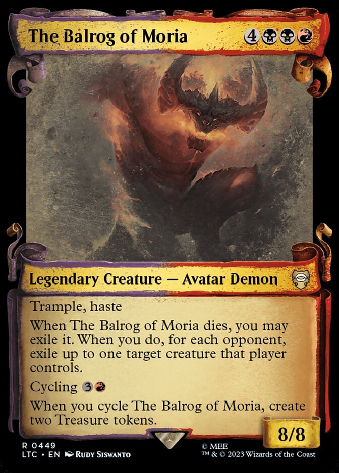 The Balrog of Moria 449 (Commander: The Lord of the Rings: Tales of Middle-earth)  - Showcase Scroll Foil | Good Games Adelaide SA