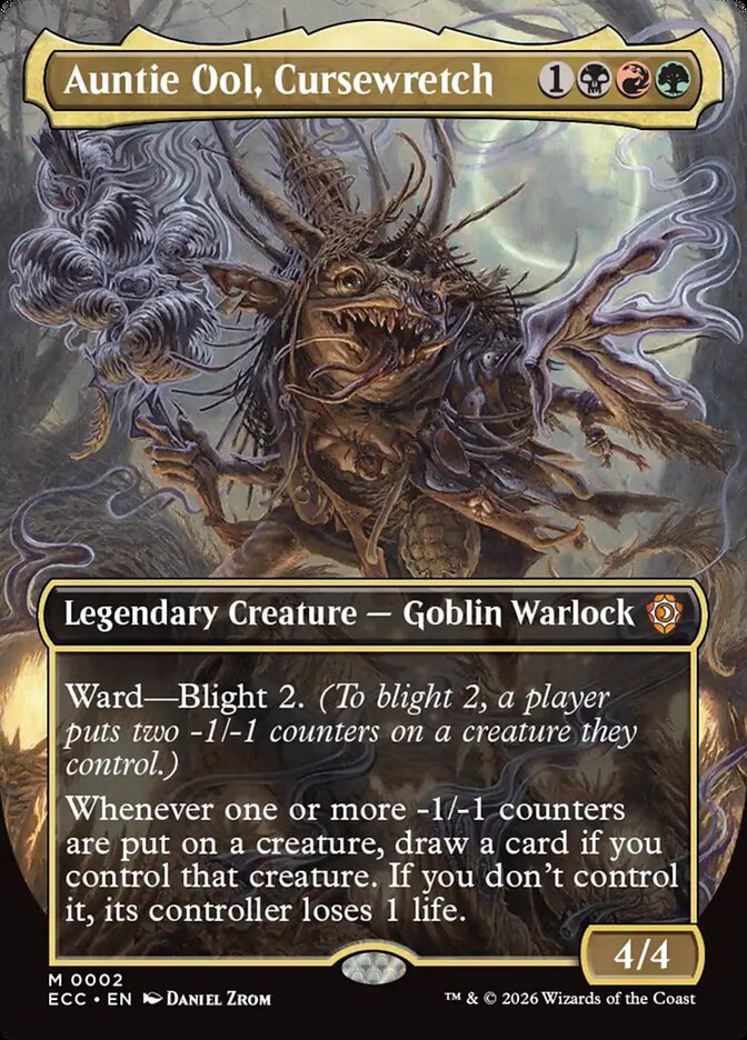 Auntie Ool Cursewretch Borderless 2 (Commander: Lorwyn Eclipsed)  - Borderless Foil | Good Games Adelaide SA