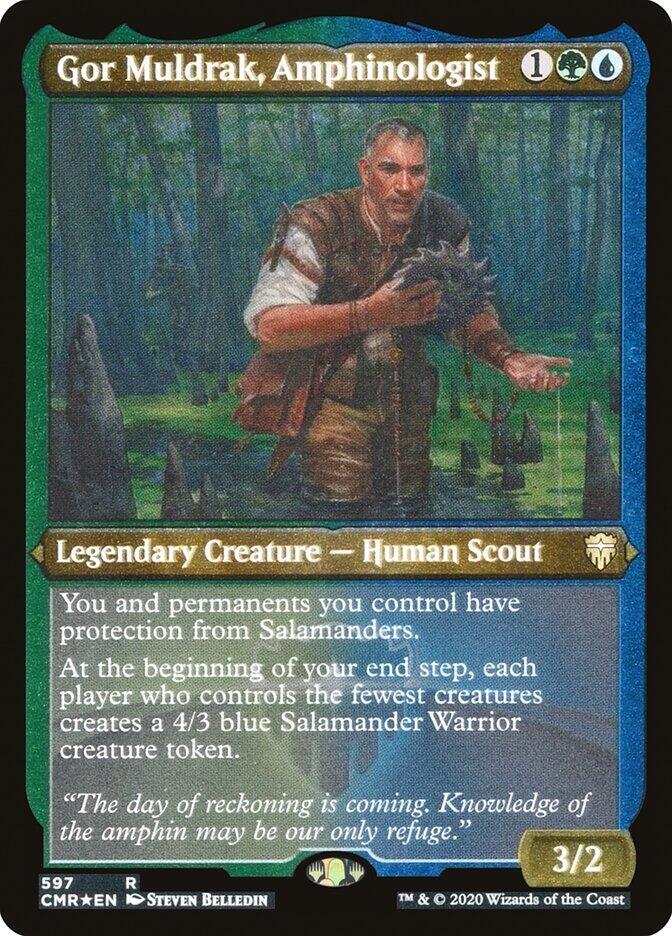 Gor Muldrak Amphinologist Foil Etched 597 (Commander Legends)  - Foil | Good Games Adelaide SA