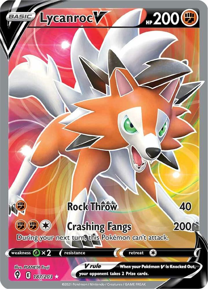 Lycanroc V Full Art 187/203 (SWSH07: Evolving Skies)  - Holofoil | Good Games Adelaide SA