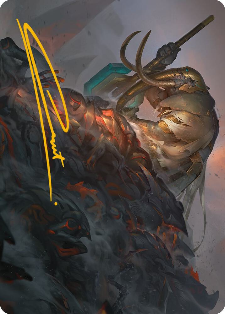 Against All Odds Art Card Gold Stamped Signature 1 (Art Series: Phyrexia: All Will Be One)  | Good Games Adelaide SA