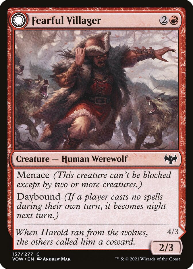 Fearful Villager // Fearsome Werewolf 157 (Innistrad: Crimson Vow)  - Foil | Good Games Adelaide SA