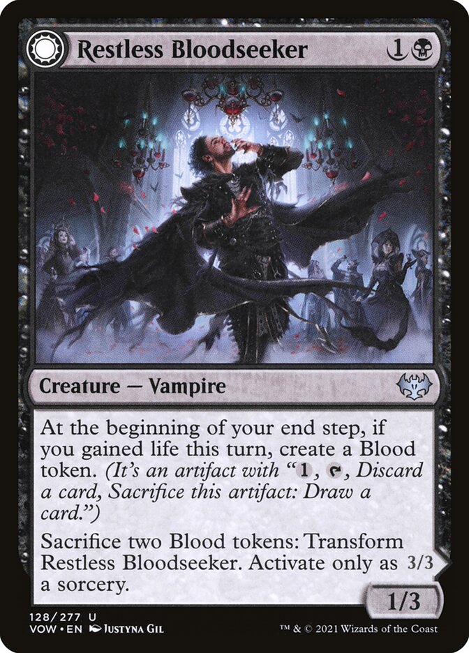 Restless Bloodseeker // Bloodsoaked Reveler 128 (Innistrad: Crimson Vow)  - Foil | Good Games Adelaide SA