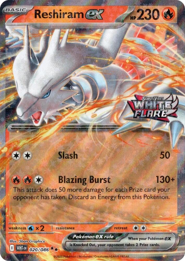 Reshiram ex White Flare Stamped 020/086 (Miscellaneous Cards & Products)  - Holofoil | Good Games Adelaide SA