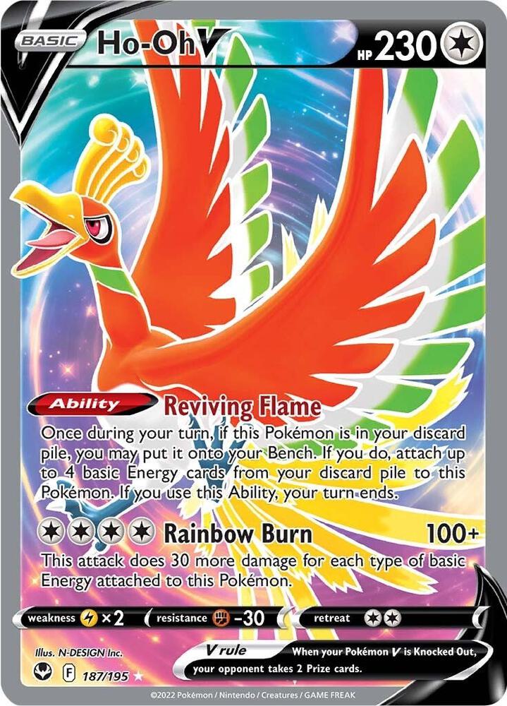 Ho Oh V Full Art 187/195 (SWSH12: Silver Tempest)  - Holofoil | Good Games Adelaide SA