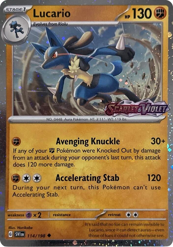 Lucario Scarlet and Violet Stamp 114/198 (Miscellaneous Cards & Products)  - Holofoil | Good Games Adelaide SA