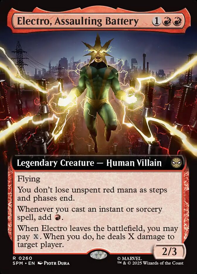 Electro, Assaulting Battery 260/198 (Marvel's Spider-Man)  - Extended Art Foil | Good Games Adelaide SA
