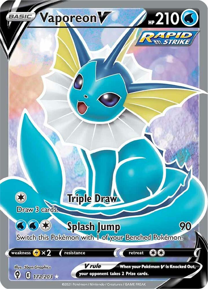 Vaporeon V Full Art 172/203 (SWSH07: Evolving Skies)  - Holofoil | Good Games Adelaide SA