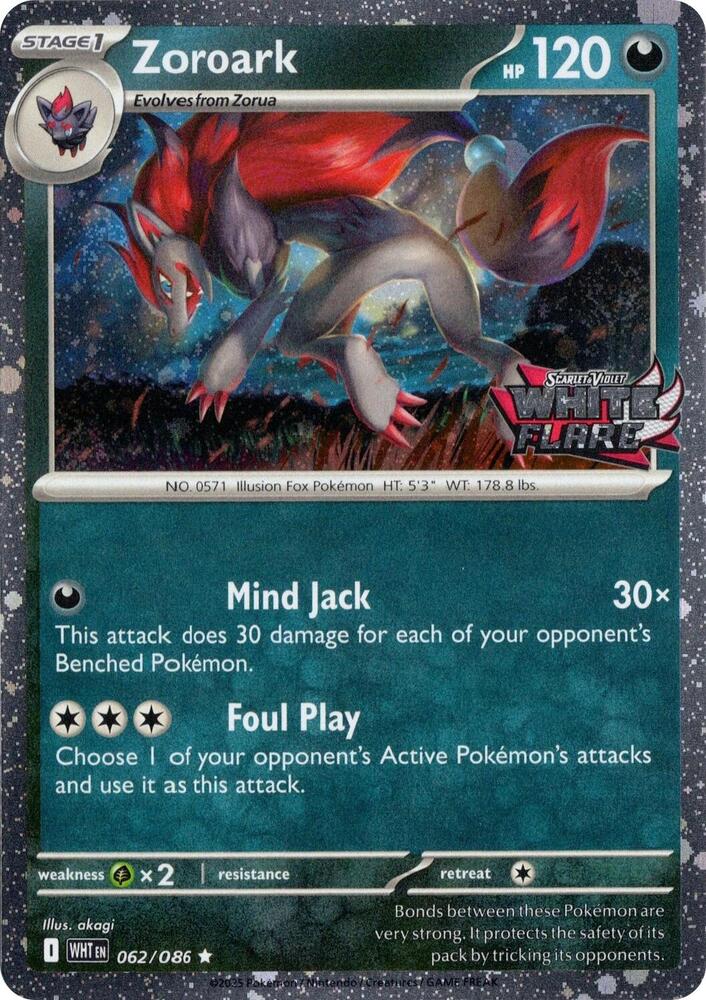 Zoroark White Flare Stamped 062/086 (Miscellaneous Cards & Products)  - Holofoil | Good Games Adelaide SA