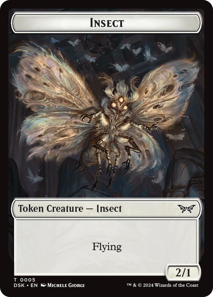 Insect 0005 Manifest Double Sided Token 5 // 18 (Duskmourn: House of Horror)  - Foil | Good Games Adelaide SA