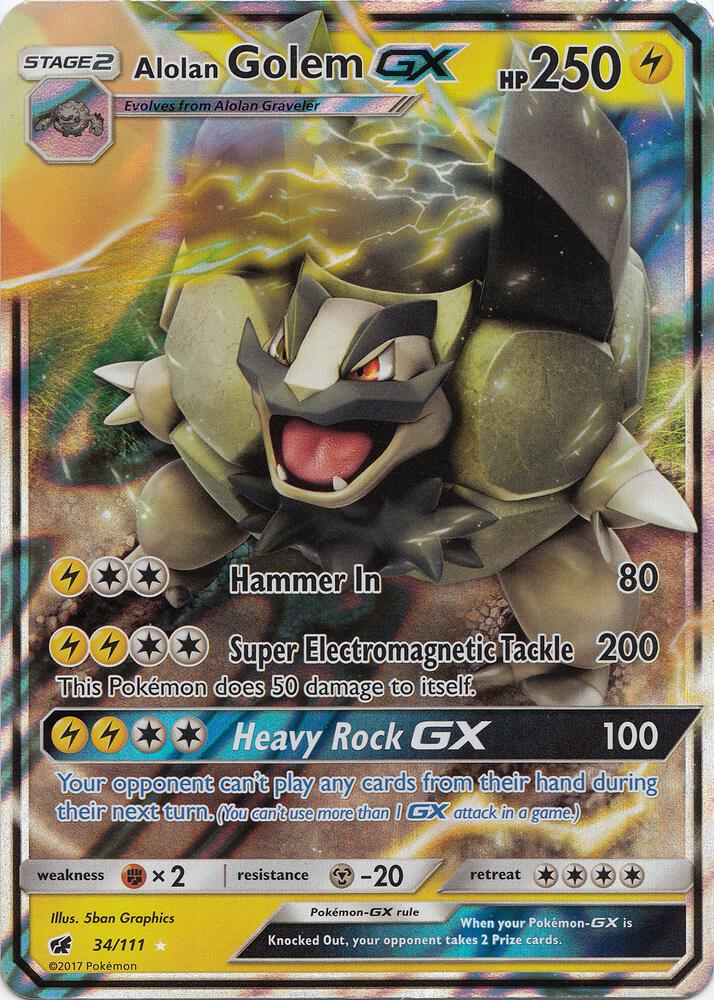 Alolan Golem GX 34/111 (SM - Crimson Invasion)  - Holofoil | Good Games Adelaide SA