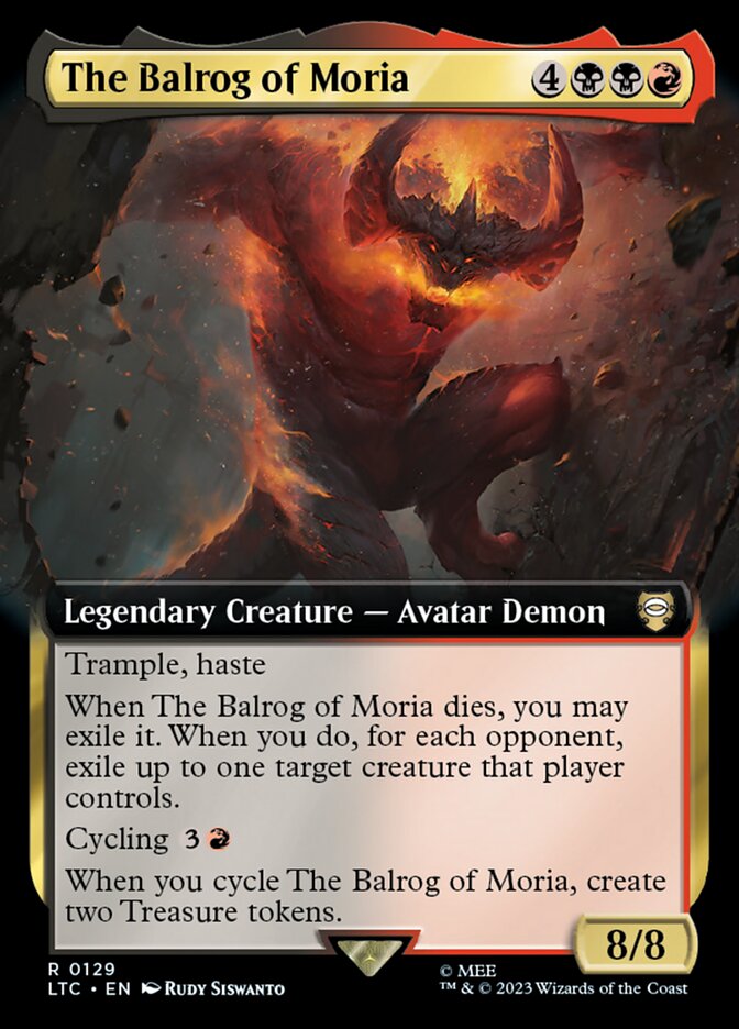The Balrog of Moria 129 (Commander: The Lord of the Rings: Tales of Middle-earth)  - Extended Art | Good Games Adelaide SA
