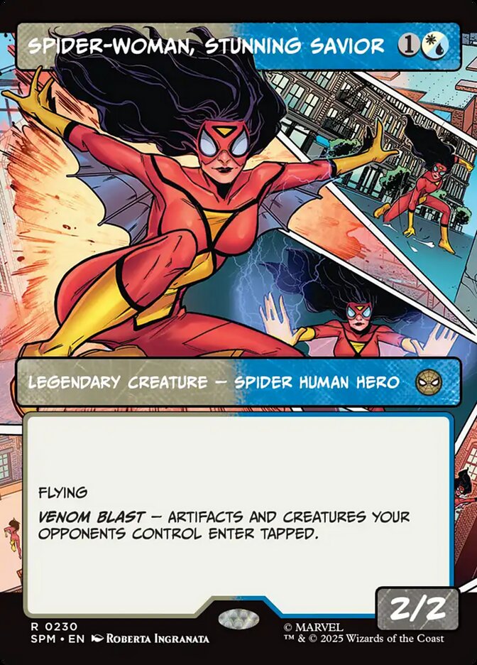 Spider-Woman, Stunning Savior 230/198 (Marvel's Spider-Man)  - Showcase Foil | Good Games Adelaide SA