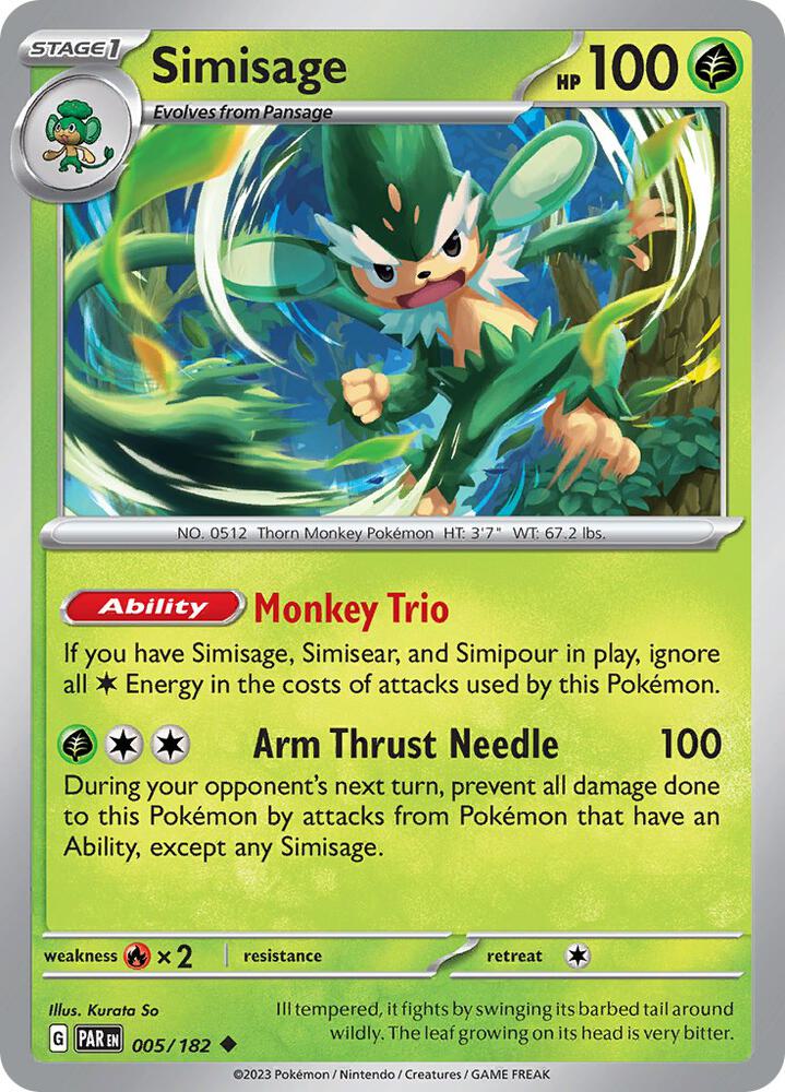Simisage 005/182 (SV04: Paradox Rift)  - Reverse Holofoil | Good Games Adelaide SA