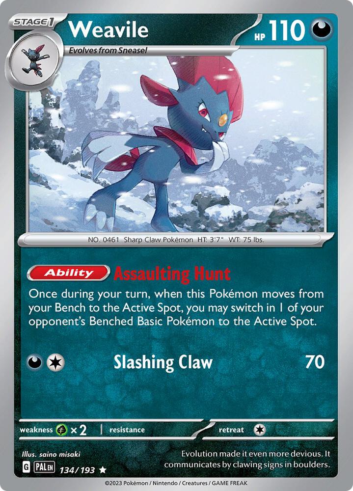 Weavile 134/193 (SV02: Paldea Evolved)  - Holofoil | Good Games Adelaide SA