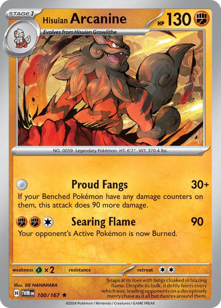 Hisuian Arcanine 100/167 (SV06: Twilight Masquerade)  - Holofoil | Good Games Adelaide SA