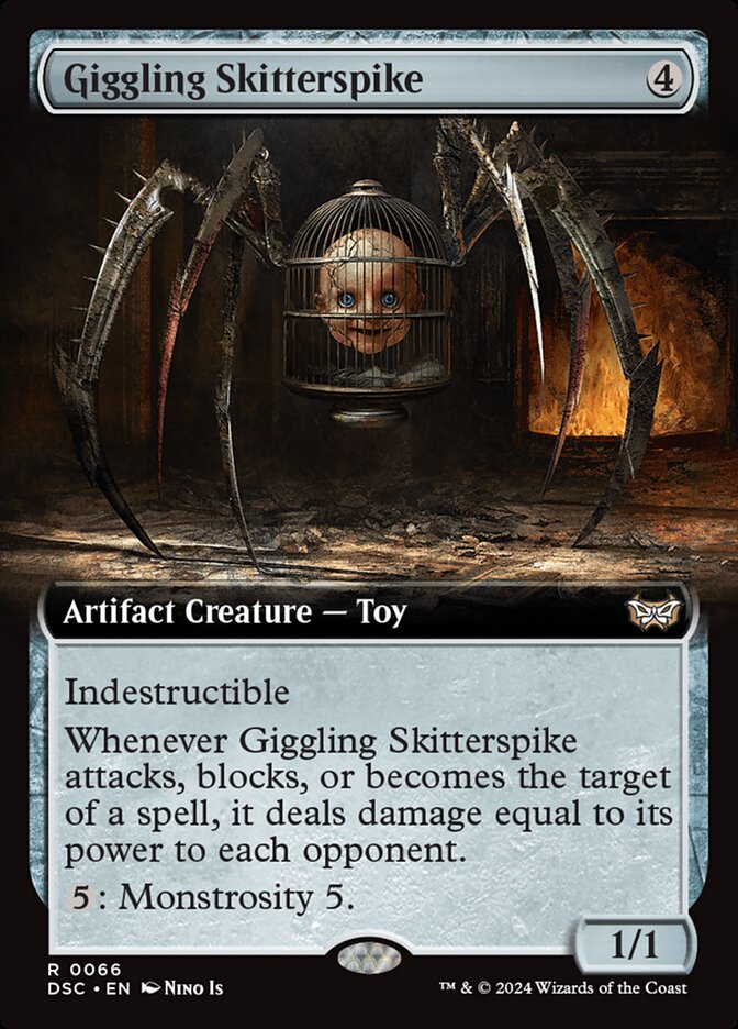 Giggling Skitterspike 66 (Commander: Duskmourn: House of Horror)  - Extended Art | Good Games Adelaide SA