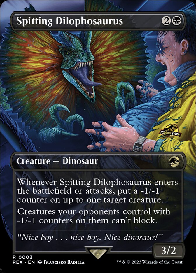 Spitting Dilophosaurus Borderless 3 (Universes Beyond: Jurassic World Collection)  - Borderless Foil | Good Games Adelaide SA