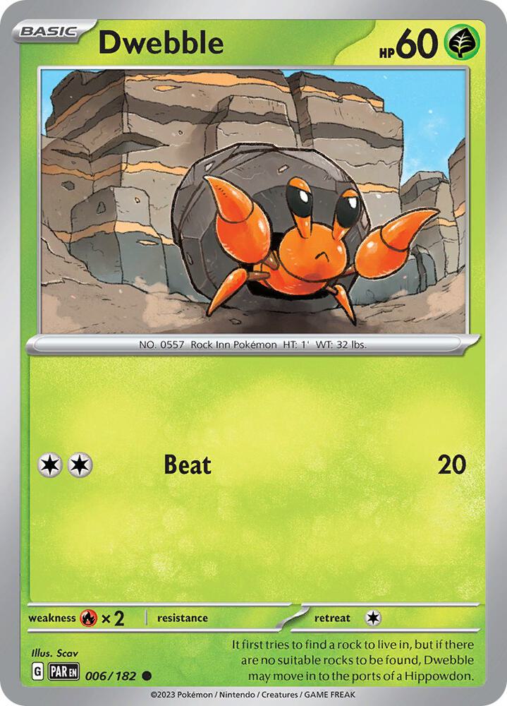Dwebble 006/182 (SV04: Paradox Rift)  - Reverse Holofoil | Good Games Adelaide SA