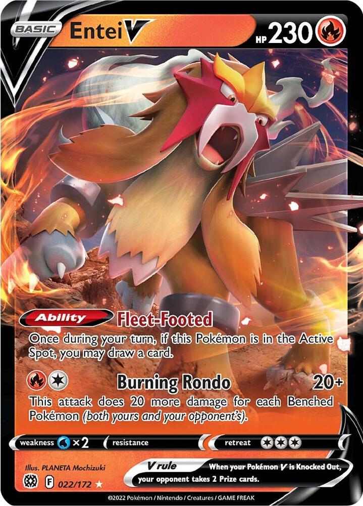 Entei V 022/172 (SWSH09: Brilliant Stars)  - Holofoil | Good Games Adelaide SA