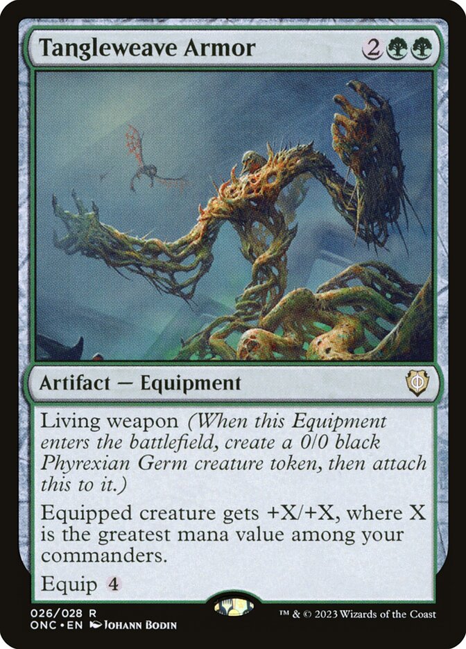 Tangleweave Armor 26 (Commander: Phyrexia: All Will Be One)  - Foil | Good Games Adelaide SA