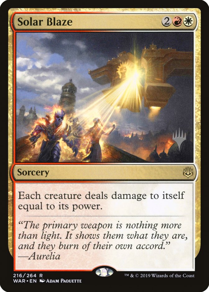 Solar Blaze 216 (Promo Pack: Throne of Eldraine)  - Foil | Good Games Adelaide SA