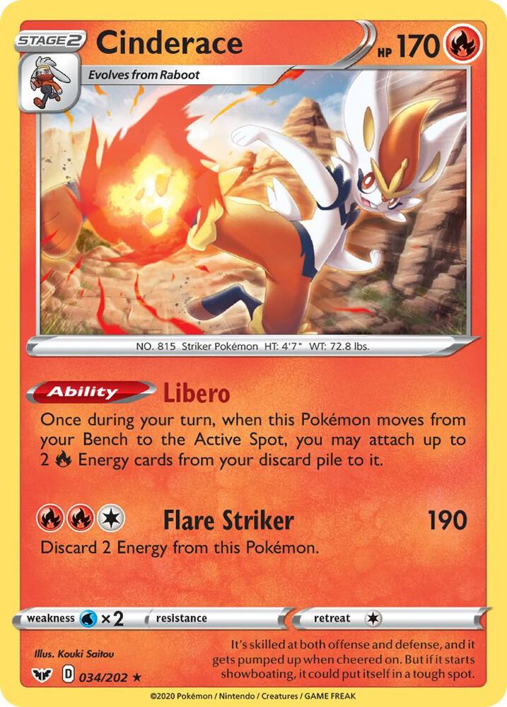 Cinderace 034 202 Non Holo 034/202 (Deck Exclusives)  | Good Games Adelaide SA