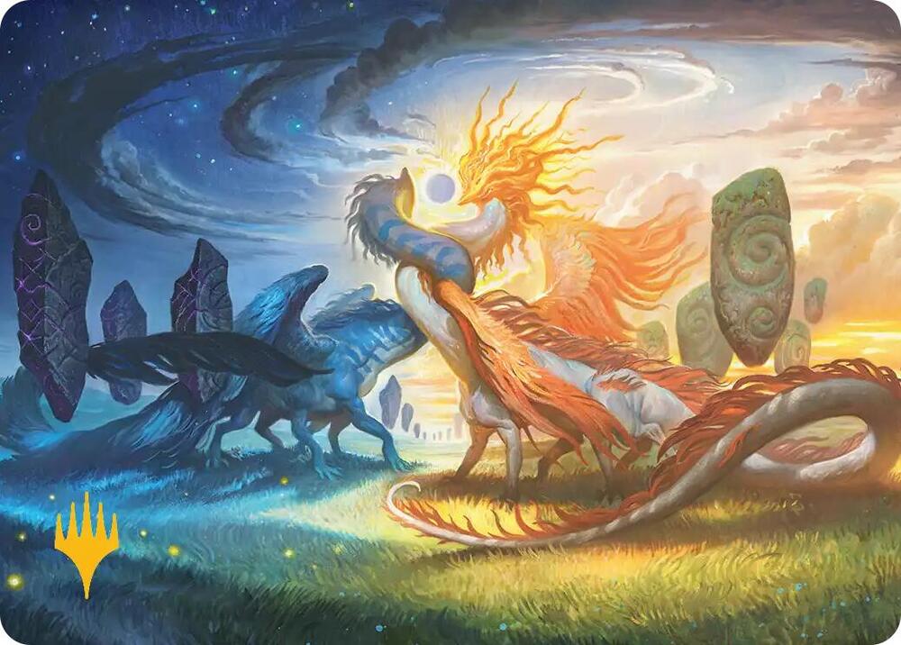Celestial Reunion Art Card 19 54 Gold Stamped Planeswalker Symbol 19 (Art Series: Lorwyn Eclipsed)  | Good Games Adelaide SA