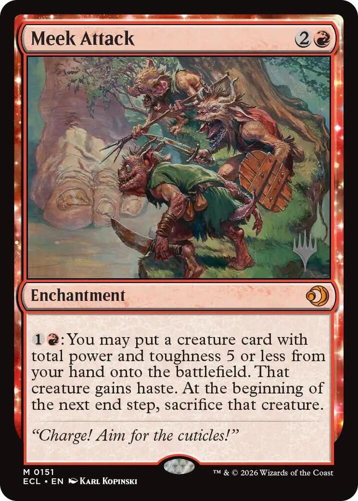 Meek Attack 151 (Promo Pack: Lorwyn Eclipsed)  - Foil | Good Games Adelaide SA