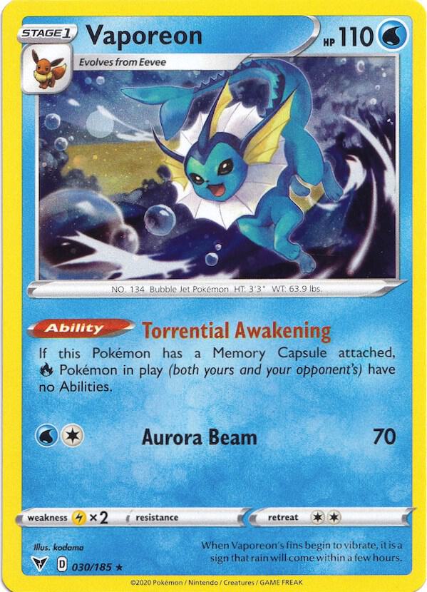 Vaporeon 030 185 Cosmos Holo 030/185 (Miscellaneous Cards & Products)  - Holofoil | Good Games Adelaide SA